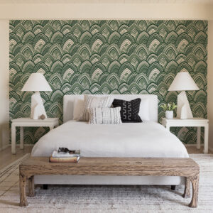Cabarita Art Deco Flocked Leaves Wallpaper