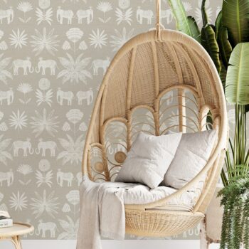 Bazaar Elephant Oasis Wallpaper