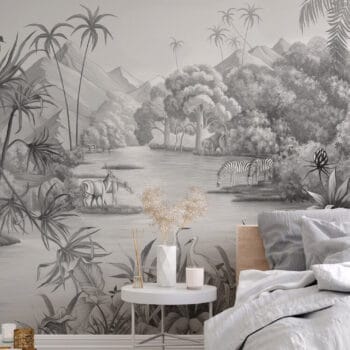 Tangled Jungle II Black & White Mural