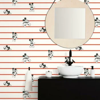 Disney Mickey Mouse Stripe Wallpaper