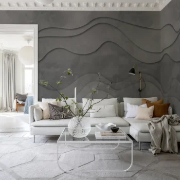 3D Wave Gray Mural