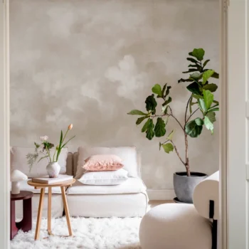 Vintage Clouds Beige Mural