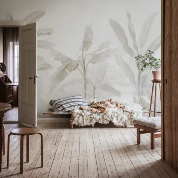 Tropical Palms Beige Mural