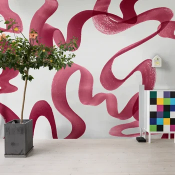 Waves Magenta Mural