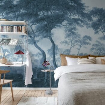 The Green Forest Vintage Blue Mural