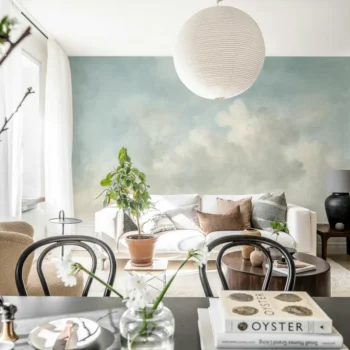 Vintage Clouds Blue Mural