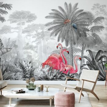 Tropical Flamingos Mural