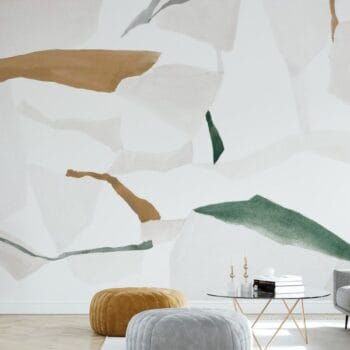 Fractal Pale Green and Ochra Mural