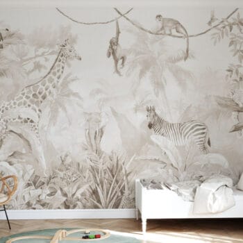 Jungle Friends Beige Mural