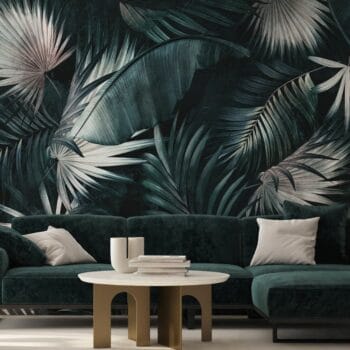 Tropical Leaves Dark Mural