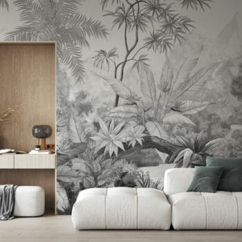 Tangled Jungle Black & White Mural