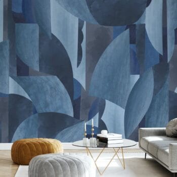 Abstract Forms Blue Mural