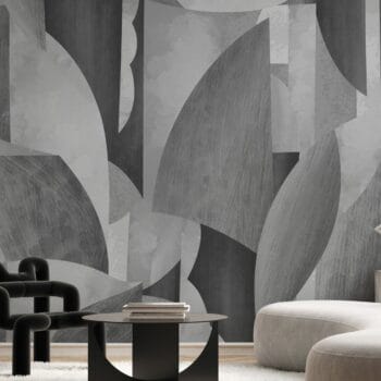 Abstract Forms Black & White Mural