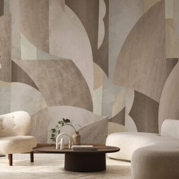 Abstract Forms Brown Mural