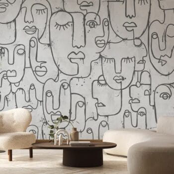 Artsy Faces Dim Gray Mural